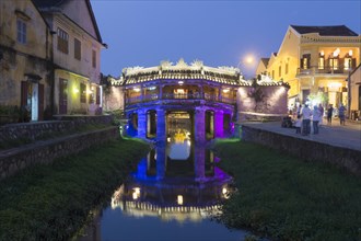 Japanese bridge at night