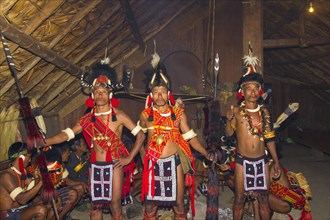 Naga tribal men in traditional clothing