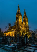 Vysehrad Cemetery with Basilica of St. Peter and St. Paul