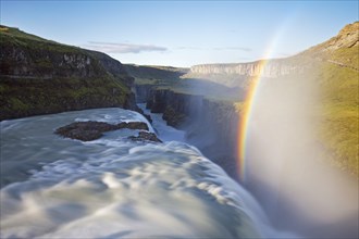 Waterfall Gullfoss with Rainbow