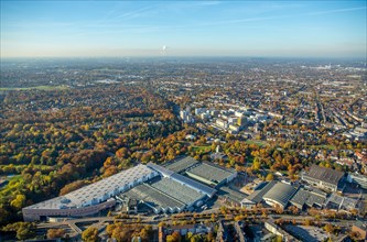 Aerial view of Messe Essen expansion at Grugapark