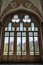 Decorative windows in the historic hospital complex Hospital de Sant Pau