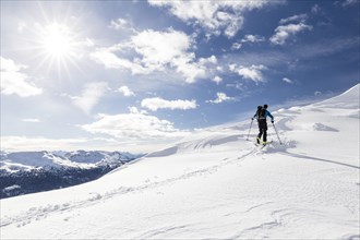 Ski mountaineer during ascent on Seeblspitz