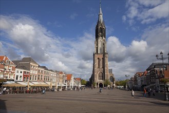 Historical buildings and Nieuwe Kerk church at the market place