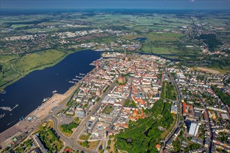 Overview of Rostock with river Unterwarnow