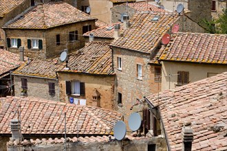 Old roofs with satellite dish