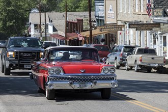 Oldtimer driving through Virginia City