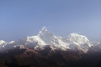View of snow-covered Mt Machhapuchhare