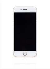 Gold white Apple iPhone 6 6s with blank black screen