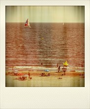 Polaroid effect of beach and Mediterranean Sea