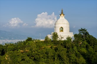 White Shanti Stupa on hill above Phewa Lake