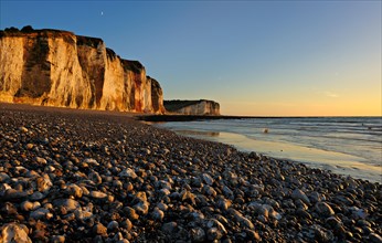 Chalk cliffs of the alabaster coast in the evening light