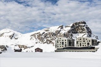 Modern Hotel and snowy winter landscape