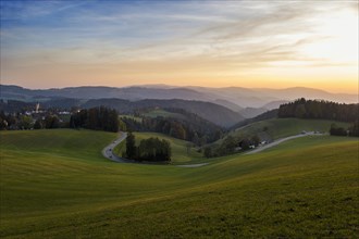 View of hilly landscape in autumn