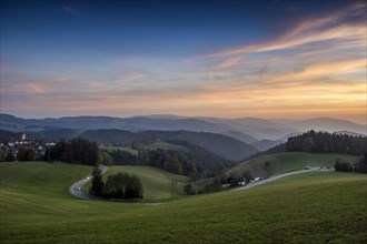 View of hilly landscape in autumn