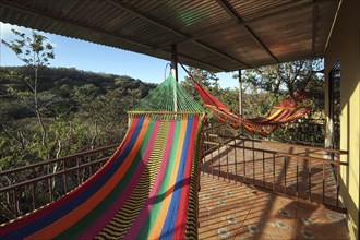 Colourful hammocks on the terrace