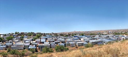 Housing estate with corrugated iron huts