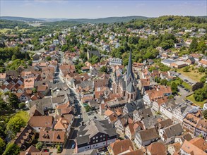 Drone image of charming little town Schotten