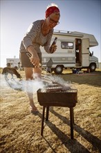 Woman camping