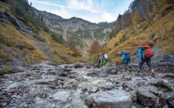 Hiking group in Wolfsschlucht gorge