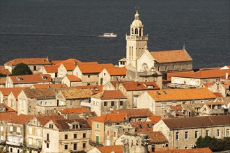 Old Town of Korcula at sunset