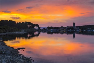 View of Osor on Losinj Island by the Kavada Channel at sunset