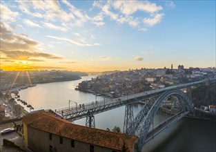 View over Porto with Ponte Dom Luis I Bridge across River Douro