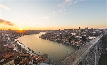 View over Porto with Ponte Dom Luis I Bridge across River Douro