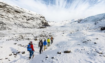 Hikers on Skaftafellsjokull glacier