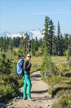 Hiker on hiking trail Panorama Ridge