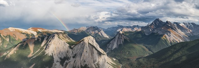 Rainbow view over mountain landscape