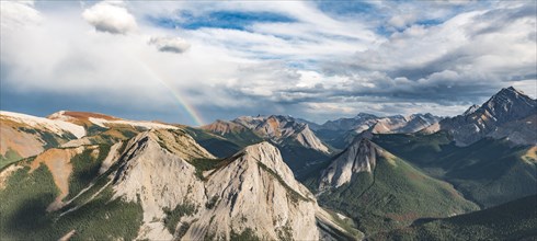 Rainbow view over mountain landscape