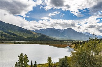 Autumnal mountain landscape with a lake