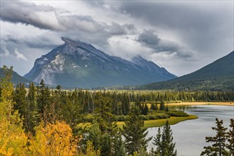 Autumnal mountain landscape with a lake