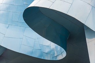 Curved colored facade of the Museum of Pop Culture