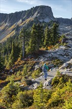 Female hiker on hiking trail at Artist Point