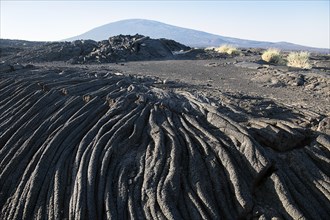 Wave-shaped cooled lava flow at the foot of Erta Ale