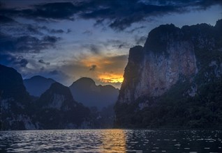 Sunset at Lake Chieo Lan