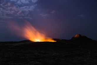 Eruption at night