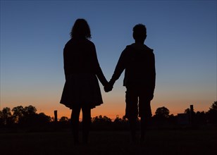 Silhouette in front of evening sky