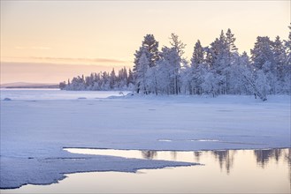 Winter evening mood at a lake