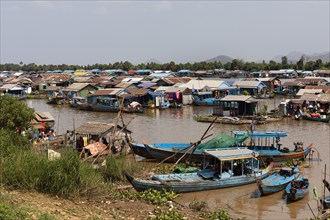 Floating villages with stilt houses