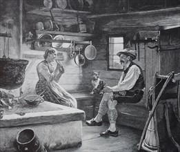 In an alpine hut in Bavaria a hiker has stopped by and flirts with the dairymaid who lights a pipe for him
