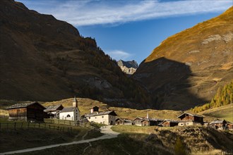 Small mountain village in mountain landscape