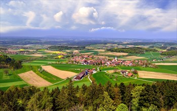 View of village of Buch am Irchel and Zurcher Weinland