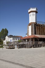 Graduation house clock tower and Leopold-Bad bathhouse