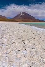 Laguna Verde with deposits of borax