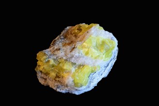Rock with sulfur crystal
