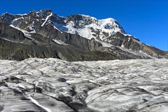 Breithorn mountain above the ice field of the Gorner glacier