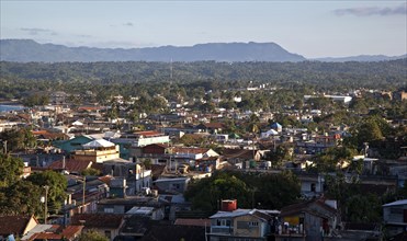 View of the mountain range Sierra del Purial and the city of Baracoa